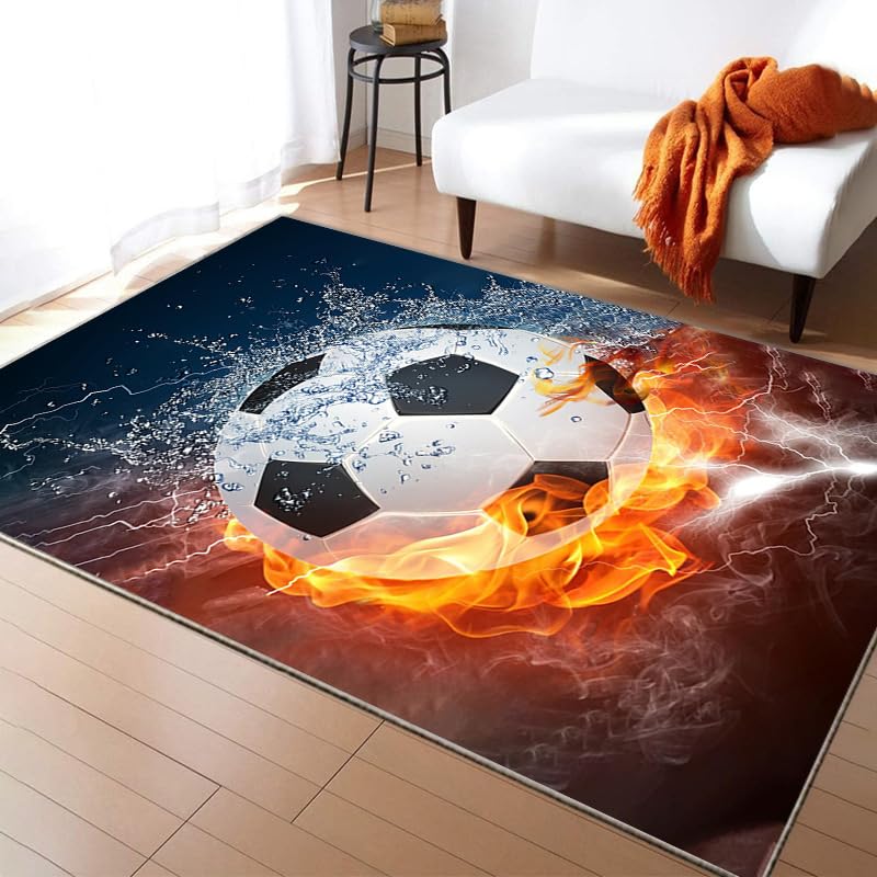 WFKKMEQ Football Area Rugs, Football Bath Rug Pattern Mat Non Slip Soft Bath Mat Carpets Area Mats for Kids Washable Throw Rugs Mats for Living Room Home Decor (50 x 80 cm)