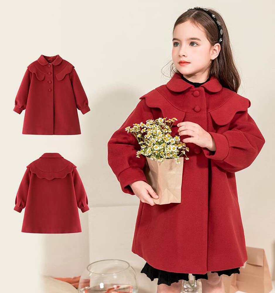 Cappotto da ragazza, in lana, per autunno e inverno, da ragazza, taglia