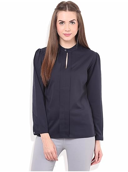 Navy blue formal shirt for ladies Clearance