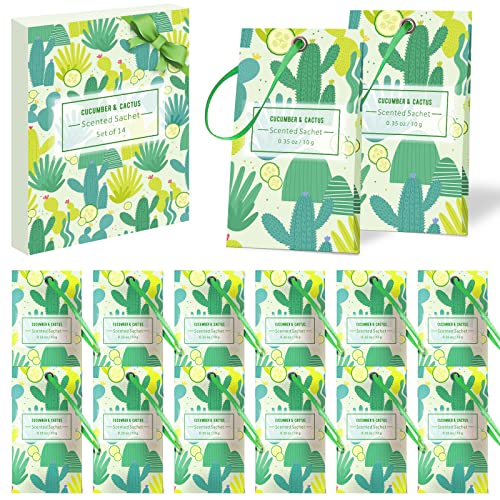 Scented Sachets, Home Fragrance Sachet, Scent Sachets For Drawers And Closets, Sachet Packets For Home, 14 Packs, Cucumber & Cactus #TOP6