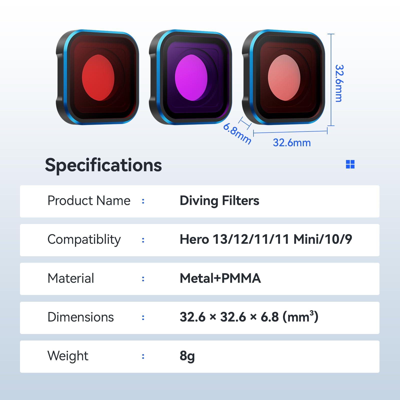 Monzi - Wasserdichter Unterwasserfilter für GoPro Hero 13 (2024-2025) – Rotlichtfilter & Farbkorrektur für kristallklare Tauchvideos