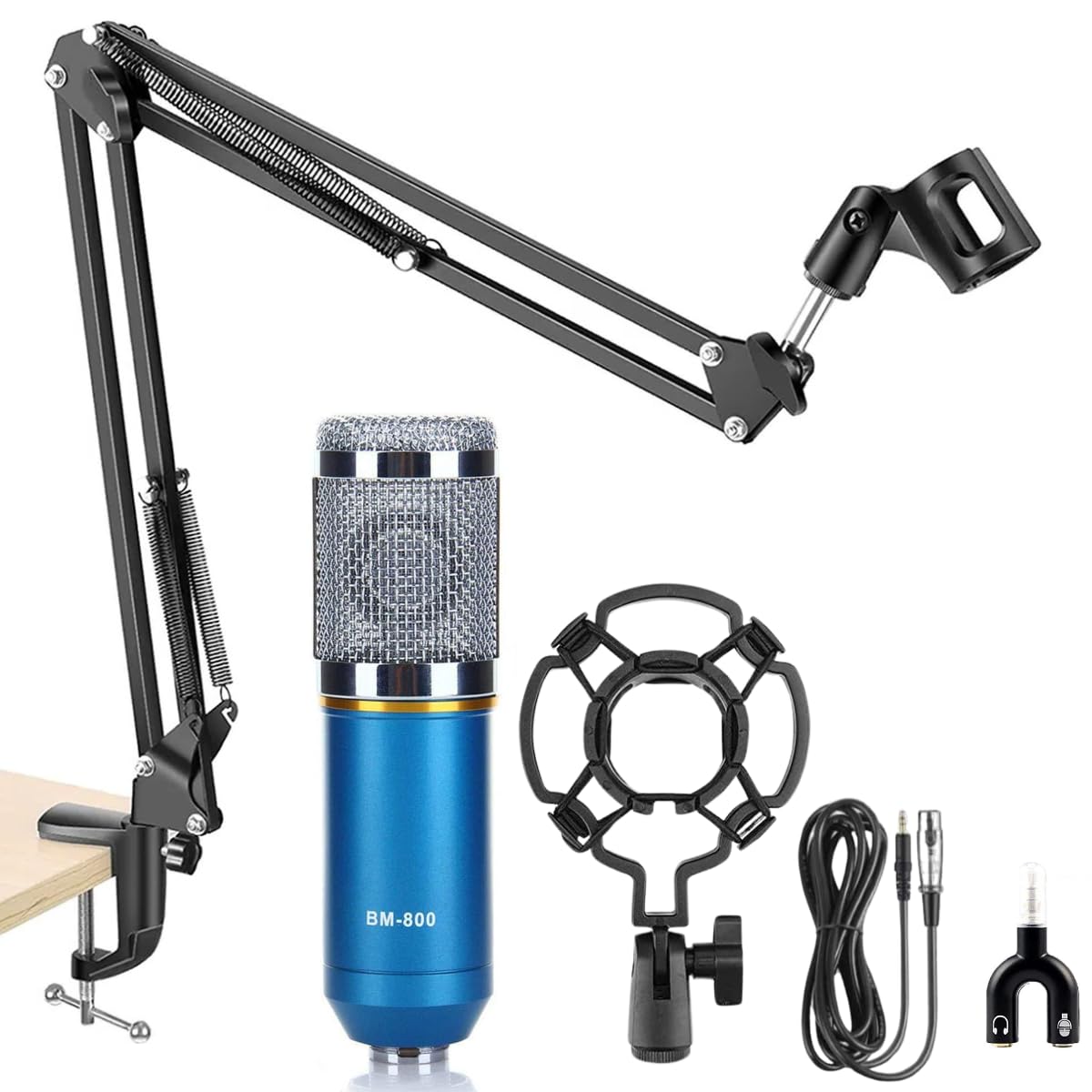 DEVICE OF URBAN INFOTECH Combo of BM800 Condenser Microphone Boom Arm Stand Studio Recording Mike for Podcasting Dubbing Streaming Mic for Singing BM800 Microphone with Mic Stand (Blue)-image-26