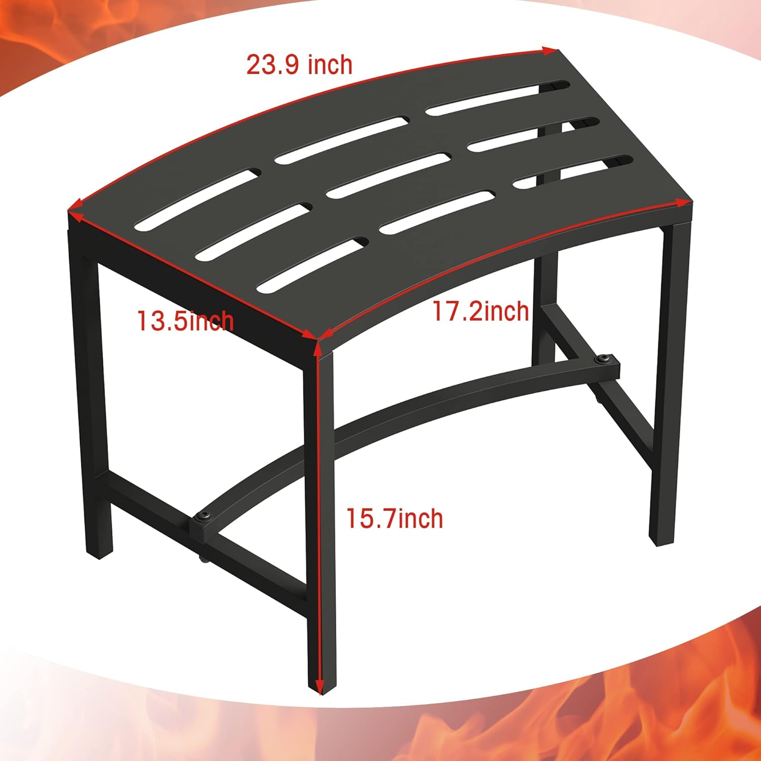 Metal Curved Fire Pit Bench Set - Outdoor Seating for Garden, Patio, Porch, Backyard - Heavy Duty Steel Backless Benches - Plant Stand and Holder - Black Crossover Design