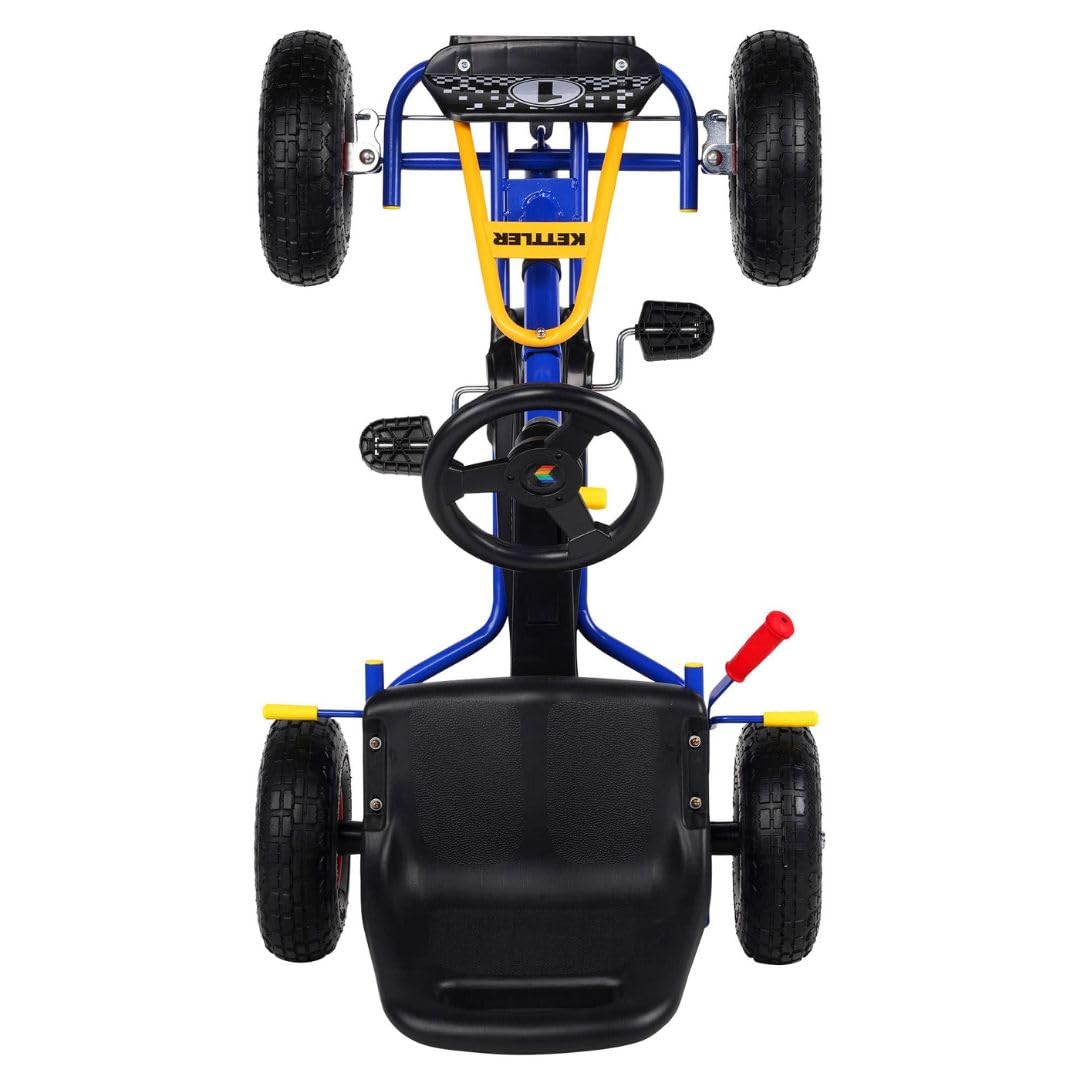 KETTLER Kettcar Retro | Go-Kart | mit Handbremse & Luftbereifung (Blau)