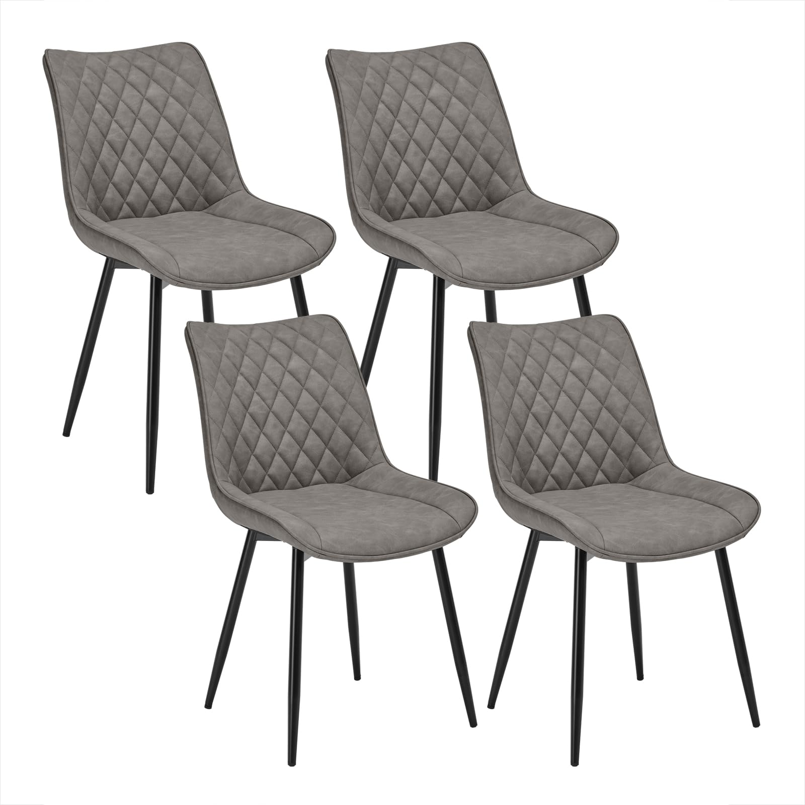 WOLTU Dining Chairs Set of 4 Counter Kitchen Chairs Lounge Leisure Living Room Corner Chairs Dark Grey Leatherette Reception Chairs with Backrest and Padded Seat
