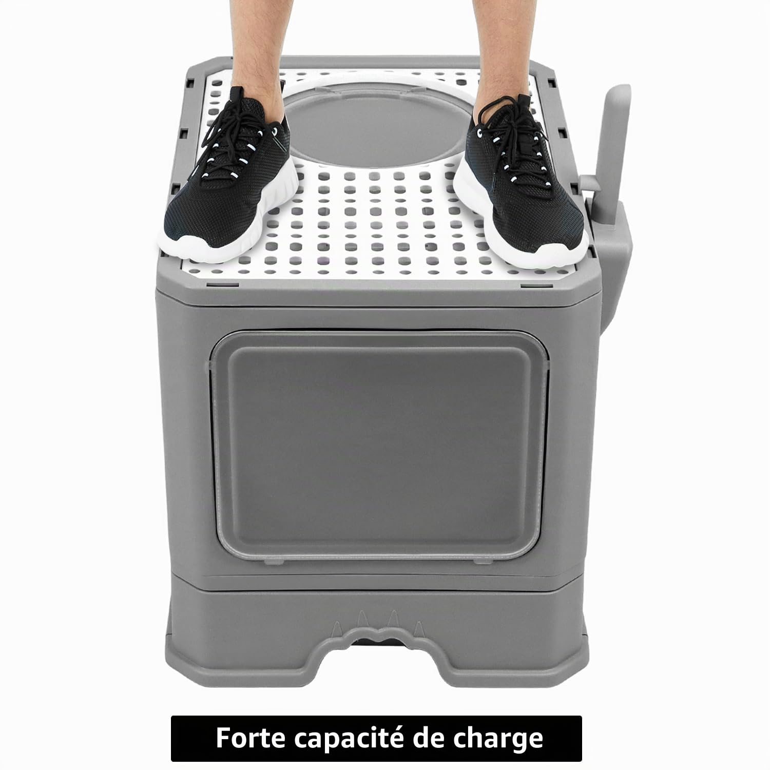 QWORK® Caisse Chat litiere, Grand bac à litière pour Chat avec Couvercle et Pelle, pour Chats jusqu'à 12 kg, Gris