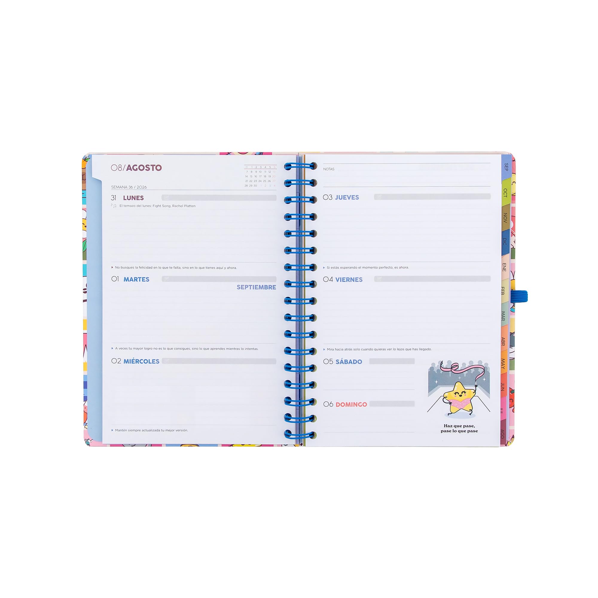 Mr. Wonderful - Agenda escolar 2026-2027 Semanal con Pegatinas y Extras – Planificador Semanal Completo Septiembre 2026 a Agosto 2027 con Regla, Bolsillo y Organización – Manual para un año brillante