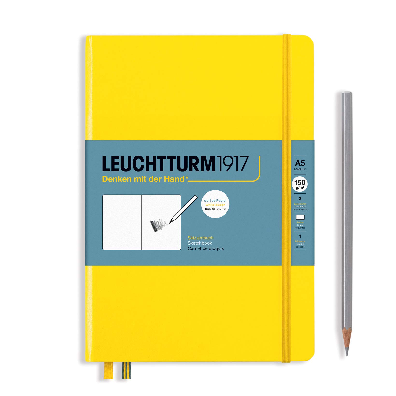 Leuchtturm1917 - Medium A5 Hardcover Sketchbook (Lemon) - 112 Pages of 150g/m² Paper