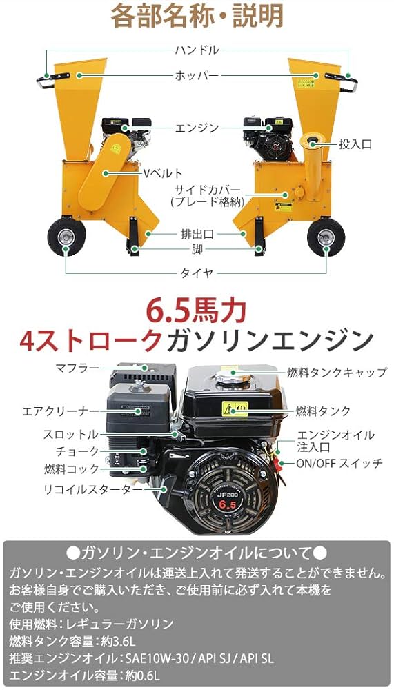 チッパーシュレッダー Amazon | キンボシ(Kinboshi) エンジン式チッパーシュレッダー