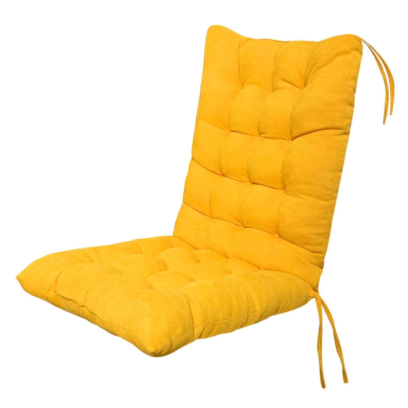 Barley Direct High Back Chair Cushion, Patio Outdoor Chair Cushion Seat Pads, Recliner Soft Garden Chair Seat Pad Cushion with Backrest for Indoor, Office, Home, Rocking Chairs(Yellow)