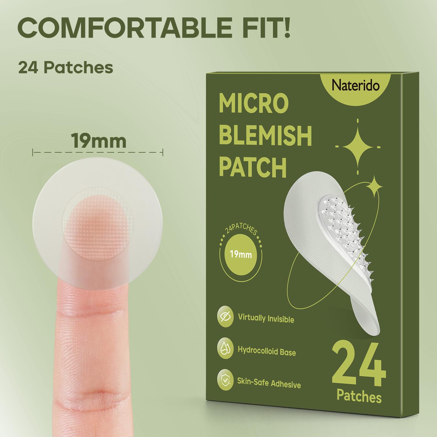Naterido Microdart Hydrocolloid Patch (24 Counts) Day & Night Clear Spot Remover Pimple Stickers, Spot Dots for Face Zit Patches - Image 4