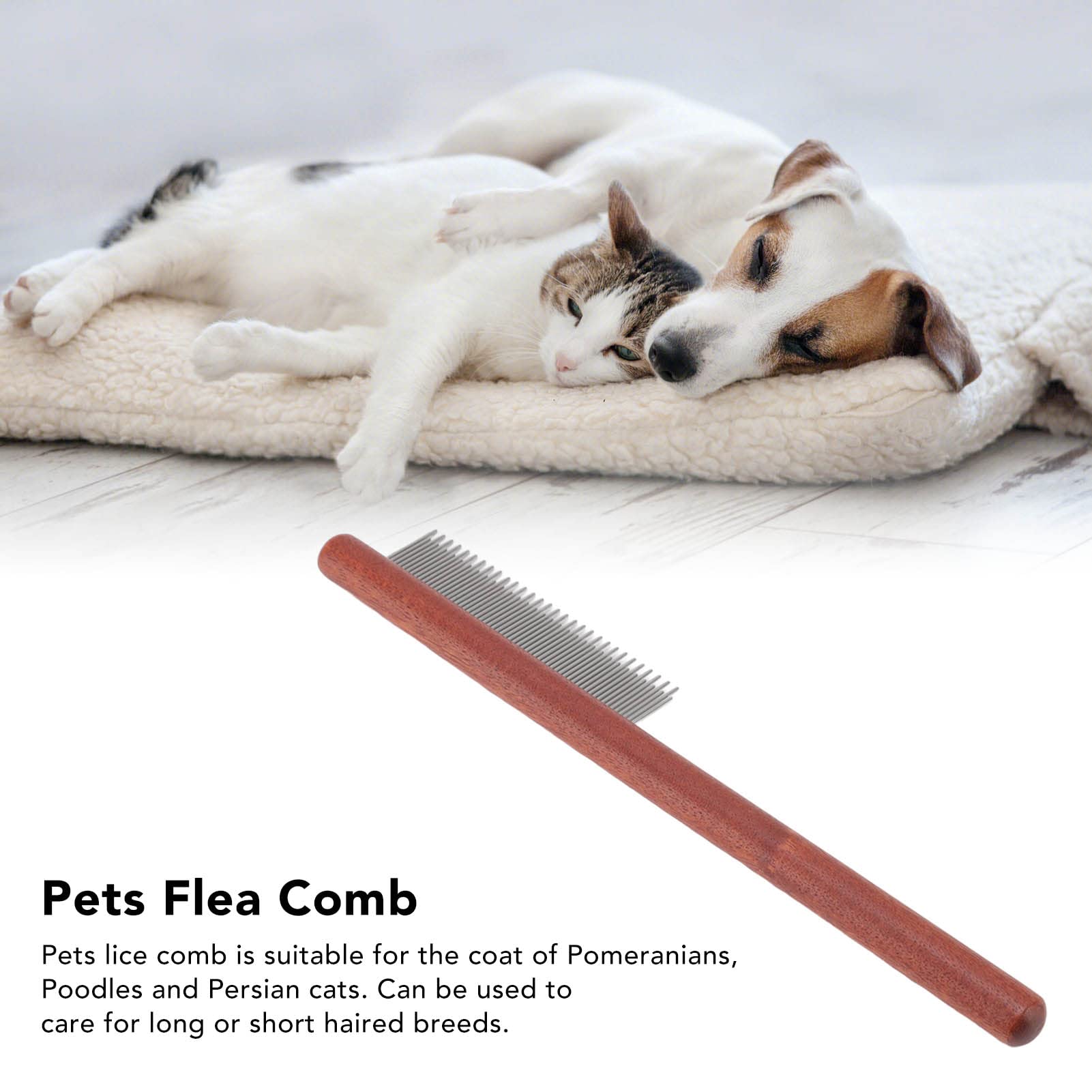 Pasamer Peigne Anti-puces pour Animaux de Compagnie 2 en 1 en Acier Inoxydable avec poignée Confortable, économie d'effort pour Les Chiens à Poils Longs