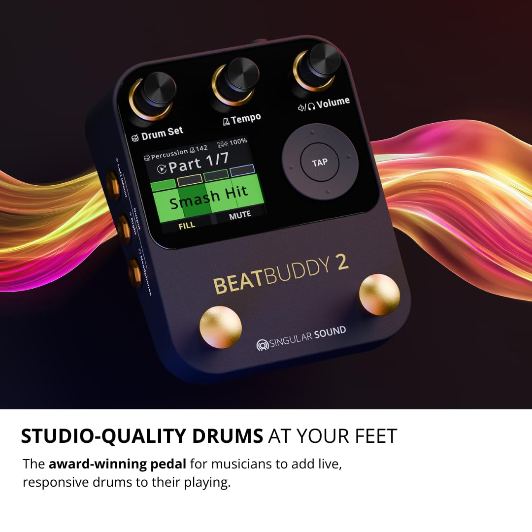 Singular Sound BeatBuddy Mini 2 Effektpedal (Drumbegleitung in Pedalform, 9 Drumsets, 24 Genres, 200+ Styles, Fusspedal Drum für Gitarre und Bass, einfache Bedienbarkeit, mit LED Anzeige)