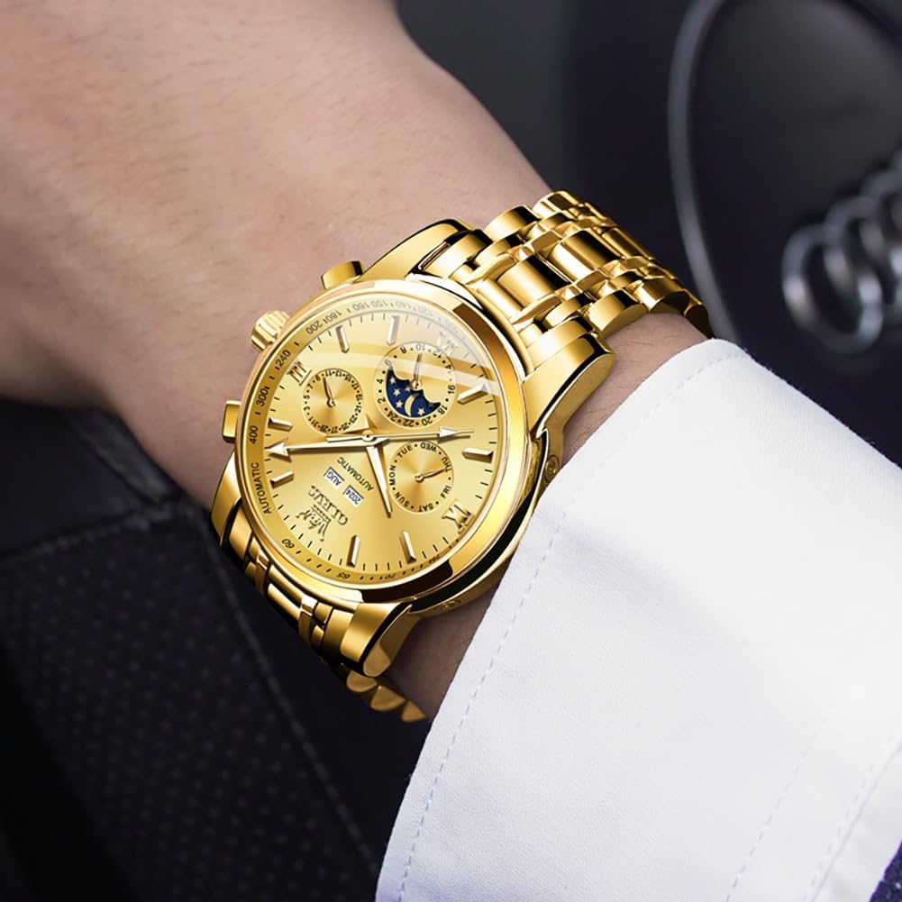 OLEVS Mens Automatic Watches Skeleton Mechanical Self Winding Luxury Fashion Dress Wrist Watch Luminous Waterproof - Image 3