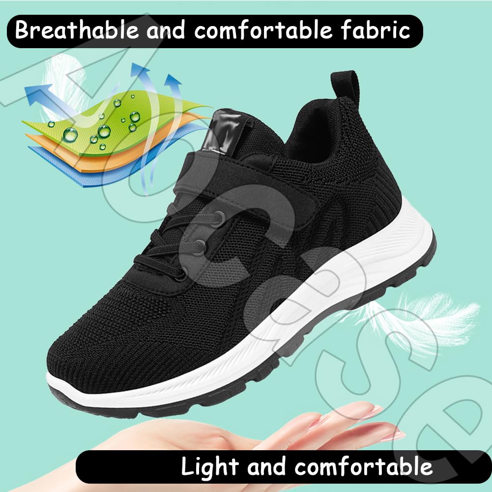AEHO Scarpe Ortopediche Donna Estive Scarpe per Diabetici Donna Scarpe Ginnastica a Strappo Scarpe da Corsa Traspiranti in Rete Scarpa per Riabilitazione,Nero,40/250mm