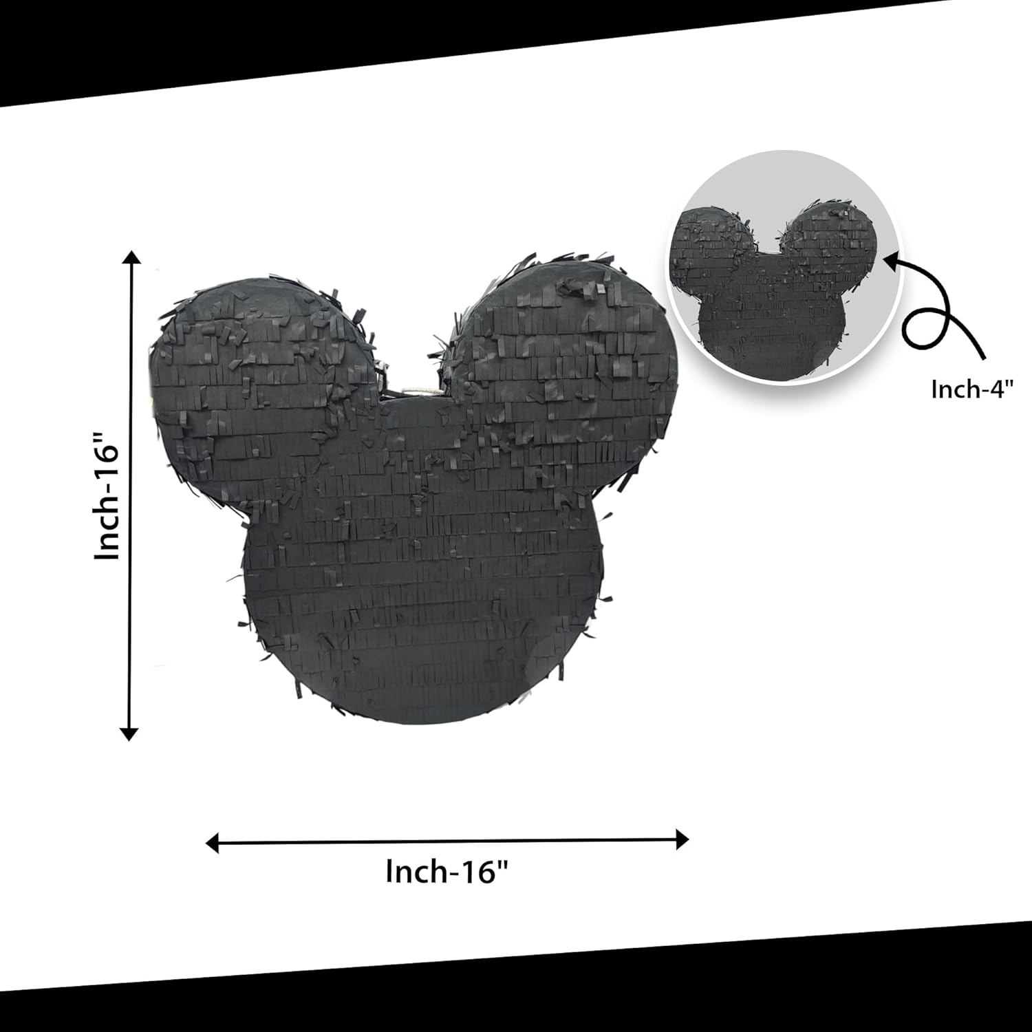 APINATA4U 17.5" Mouse Ears Pinata Kit - Perfect for a Magical Mouse Theme Birthday Party in Classic Black! Includes Stick and Confetti for Extra Fun!