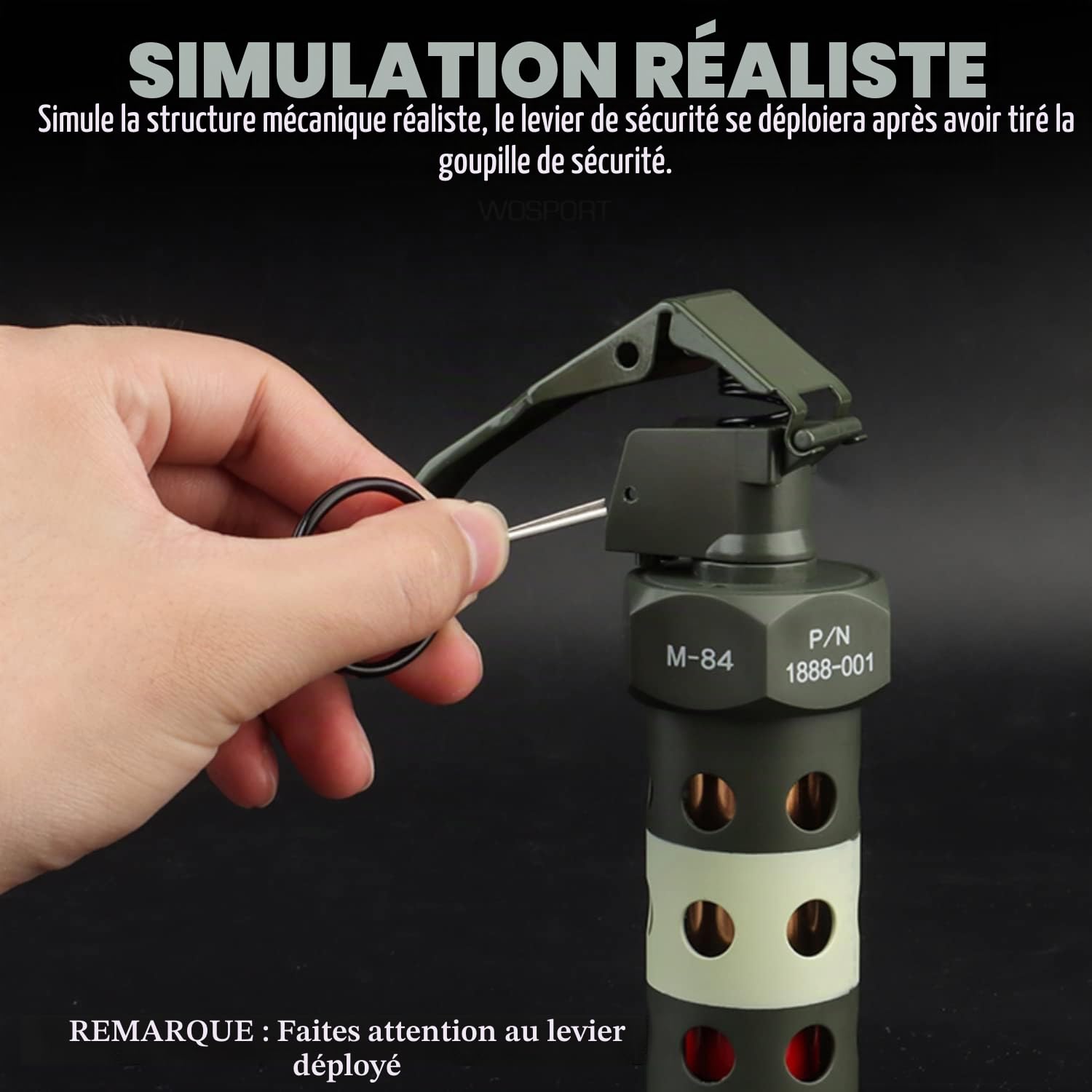 Grenade tactique militaire réaliste pour camping en plein air Airsoft Paintball Combat CS Battle Game Cosplay Entraînement sur le terrain (sans fonction)