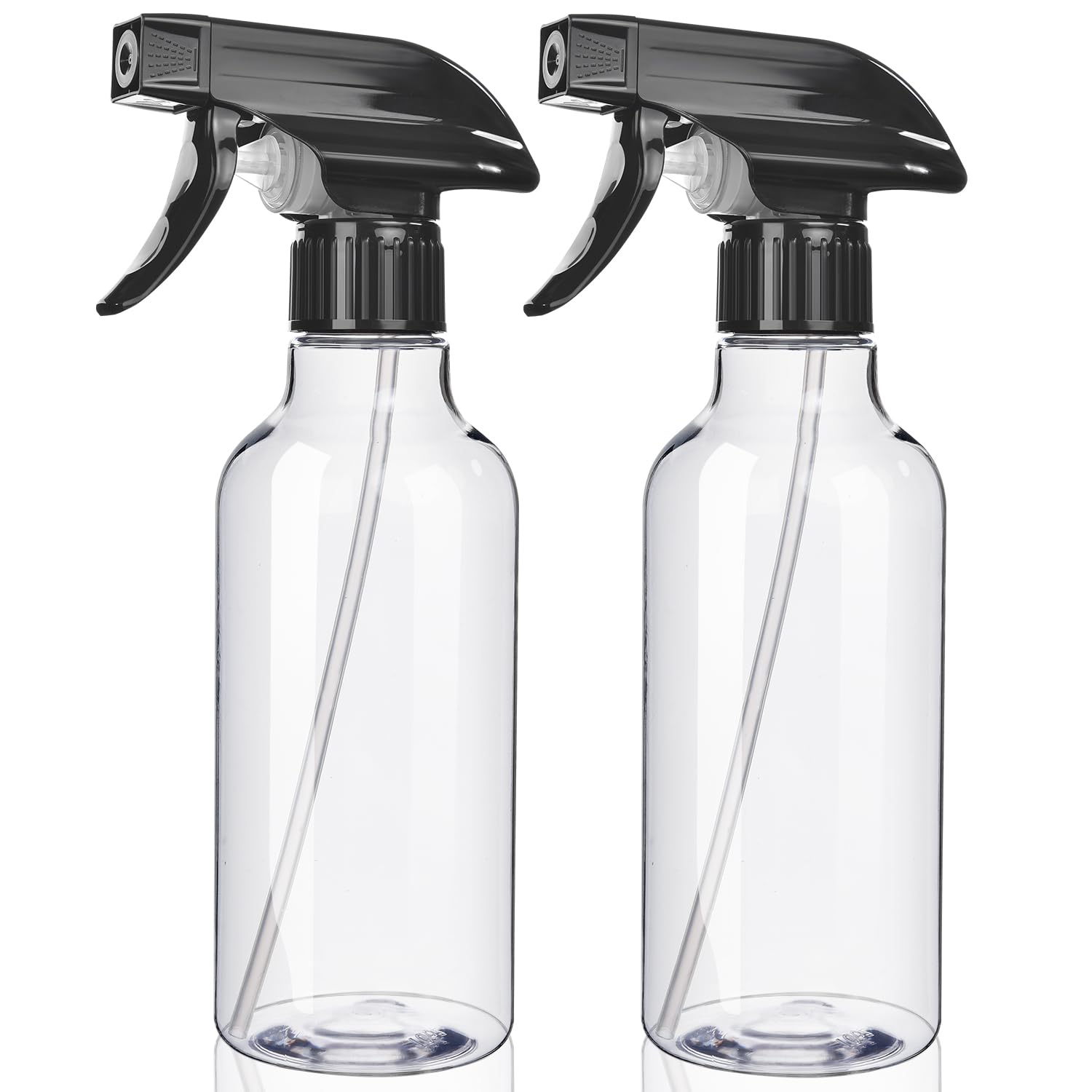 Spray Bottles 2-Pack, 10 Oz, Mist & Stream, Heavy Duty Spraying Empty Water Sprayer Bottle, BPA Free Plastic Refillable Containers for Cleaning Solutions, Plants, Hair, Essential Oils (Clear)