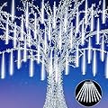 JJGoo Christmas Lights Meteor Shower Rain Lights, 10 Tube 12 inch 240 LEDs Icicle Lights Outdoor Raindrop Lights for Xmas Halloween Wedding Party Tree Holiday Decoration, White
