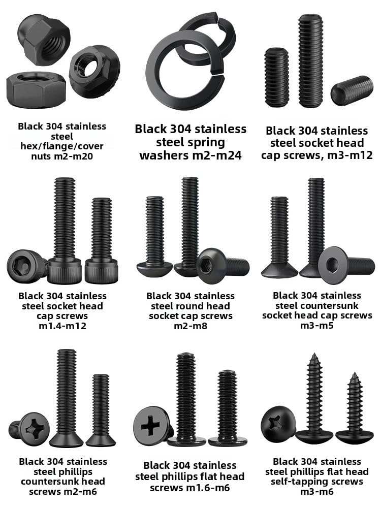 Schwarze SS304 Senkkopf-Kreuzschlitzschrauben M1,6-M4 Sortiment (100,M4 x 0.7 x 40mm)