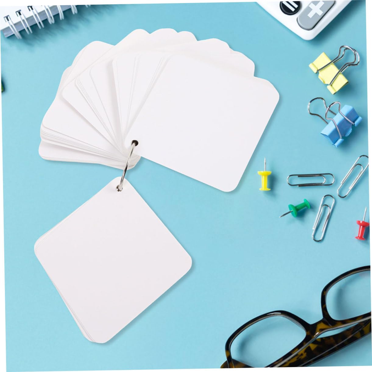 Leere Karteikarten mit Ringen, 300 Blatt aus Papier, Weiß