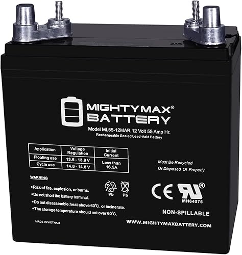 Mighty Max Battery ML55-12MAR - Batería de repuesto de 12 V 55 AH compatible con motor de arrastre de kayak Minn Kota
