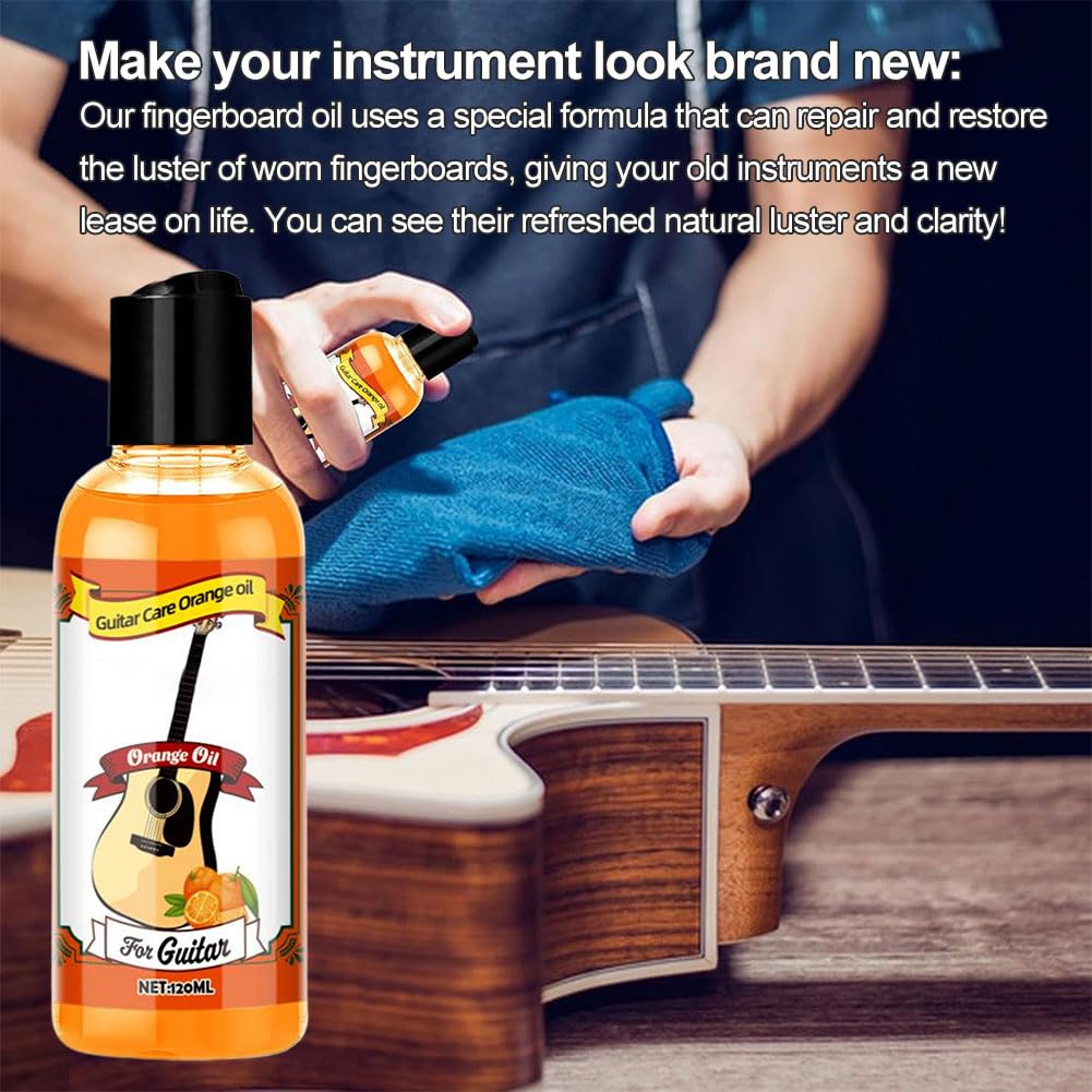 Huile pour Touches de Guitare,Huile de Citron pour Touche Guitare,Accessoires de Nettoyage,Lubrifiant pour Guitar,Ukulélé,120ML