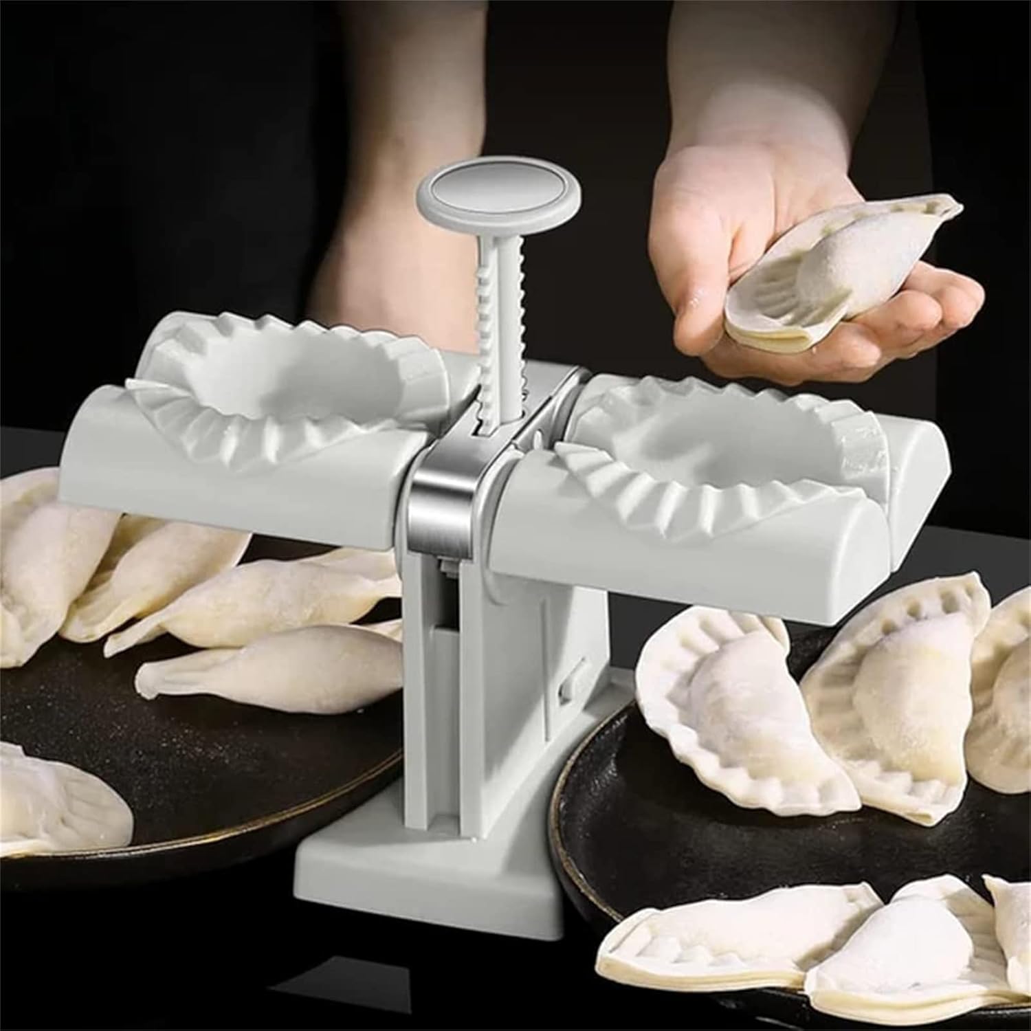 Stainless Steel Dumpling Maker Mould - Stainless Steel Dumpling Maker, Wrap Two at A Time, Fast Easy Dumpling Tool Ravioli Mould Wrapper for Kitchen Restaurant Accessories