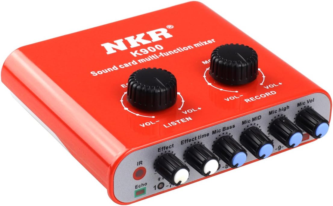 NKR Multifunctional Digital Audio USB Outside Receive Sound Card Mixer for Network Kara OK Voice Chat Personal Recordings Play Music Movies with Tera Dust Cloth Orange