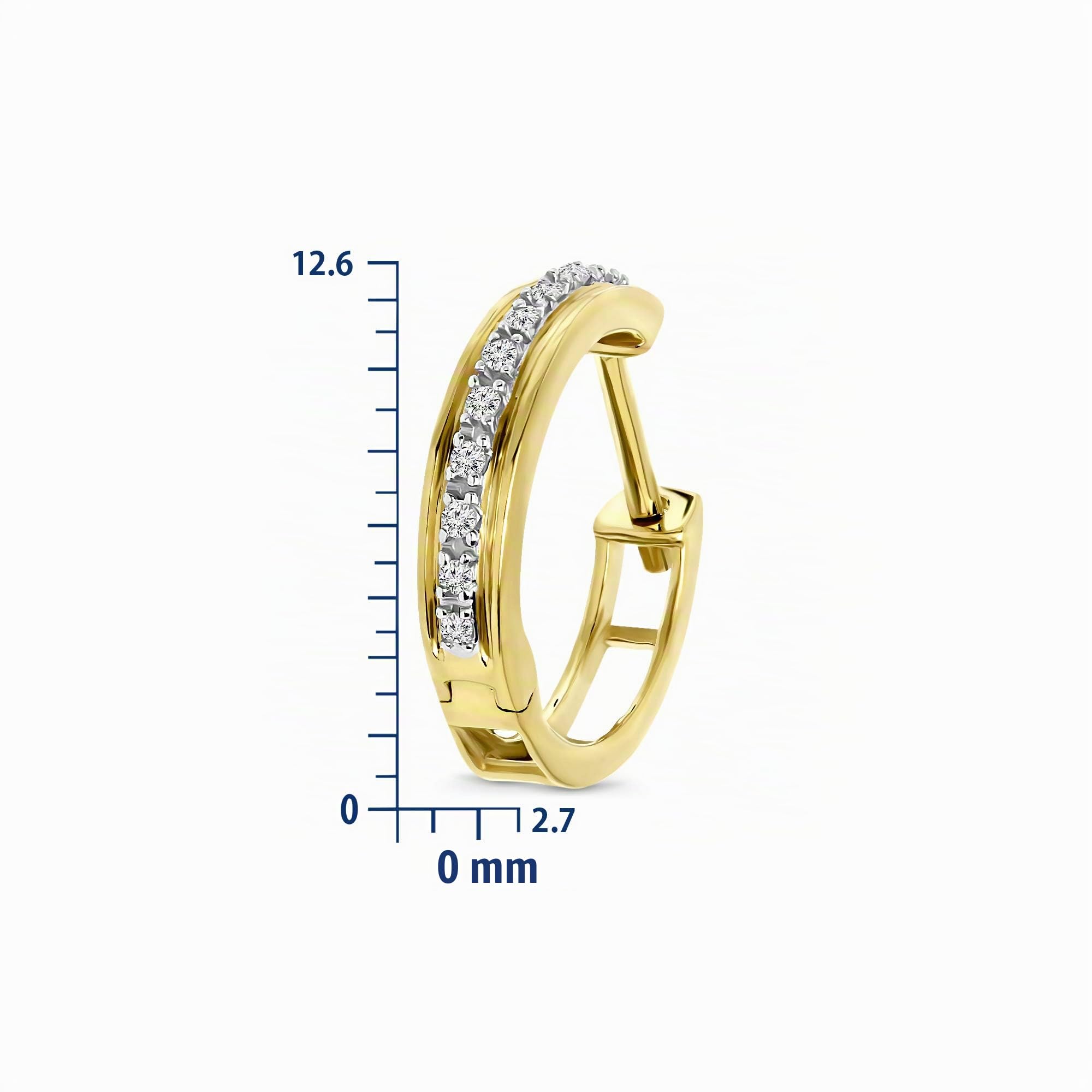 Miore Ohrringe für Damen, Kreolen mit Diamanten 0,07 Karat, Gelbgold 9 Karat / 375 Gold, Schmuck mit Brillanten, Gold, Diamant