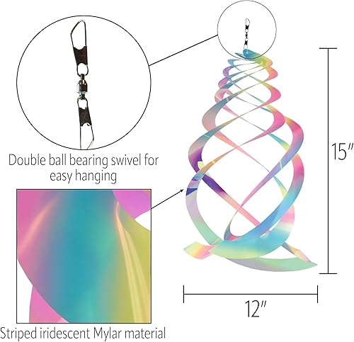 Miniatura 27 de In the Breeze Mylar Spinner Silver Sparkle Sparkle Sprite — 32 pulgadas de largo Sprite plateado brillante