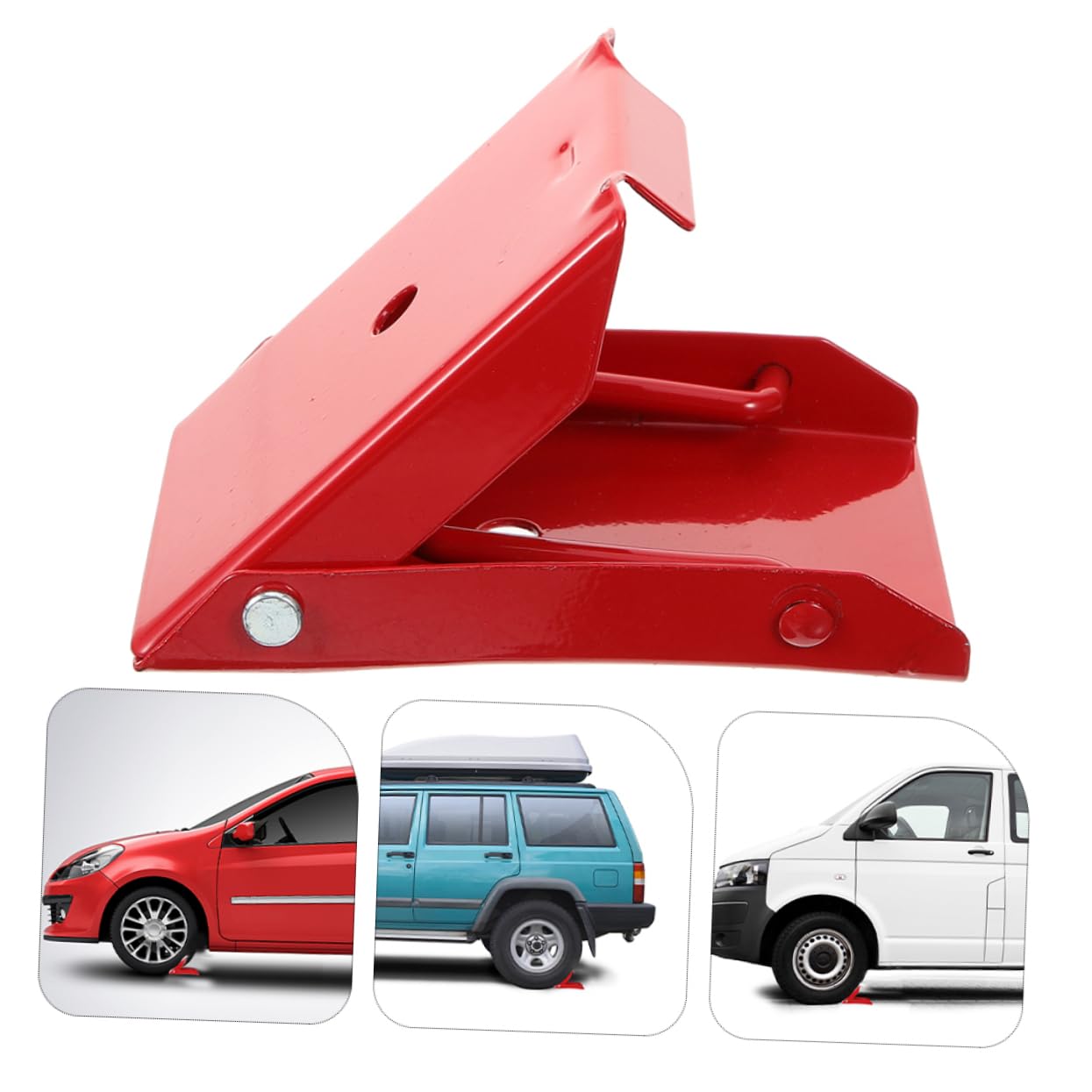 MAGICLULU 2 Stück Rote Metall Unterlegkeile für Anhänger und Wohnwagen Rutschfeste Dreiecks Wheel Chocks mit Hoher Haftung und Stabilem Halt im Fahrzeugzubehör
