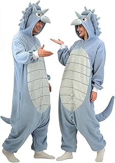 Dinosaur Costume Adult, Dinosaur Onesie Adult Triceratops Animal Cosplay Pajamas for Women men