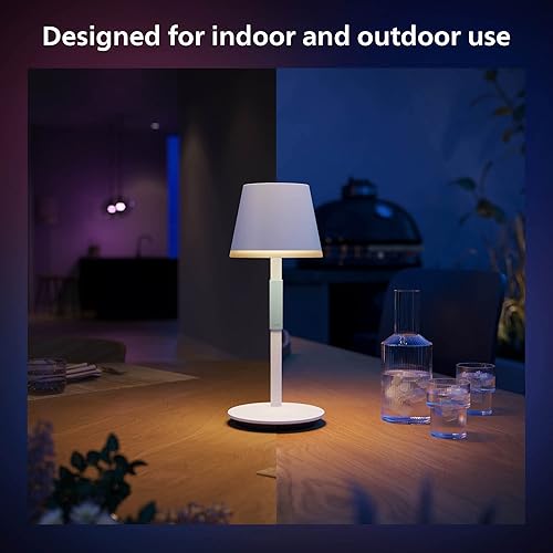 Miniatura 7 de Philips Hue Go - Lámpara de mesa portátil de 2 unidades para uso en interiores y exteriores, ambiente blanco y de color, compatible con Alexa, Apple