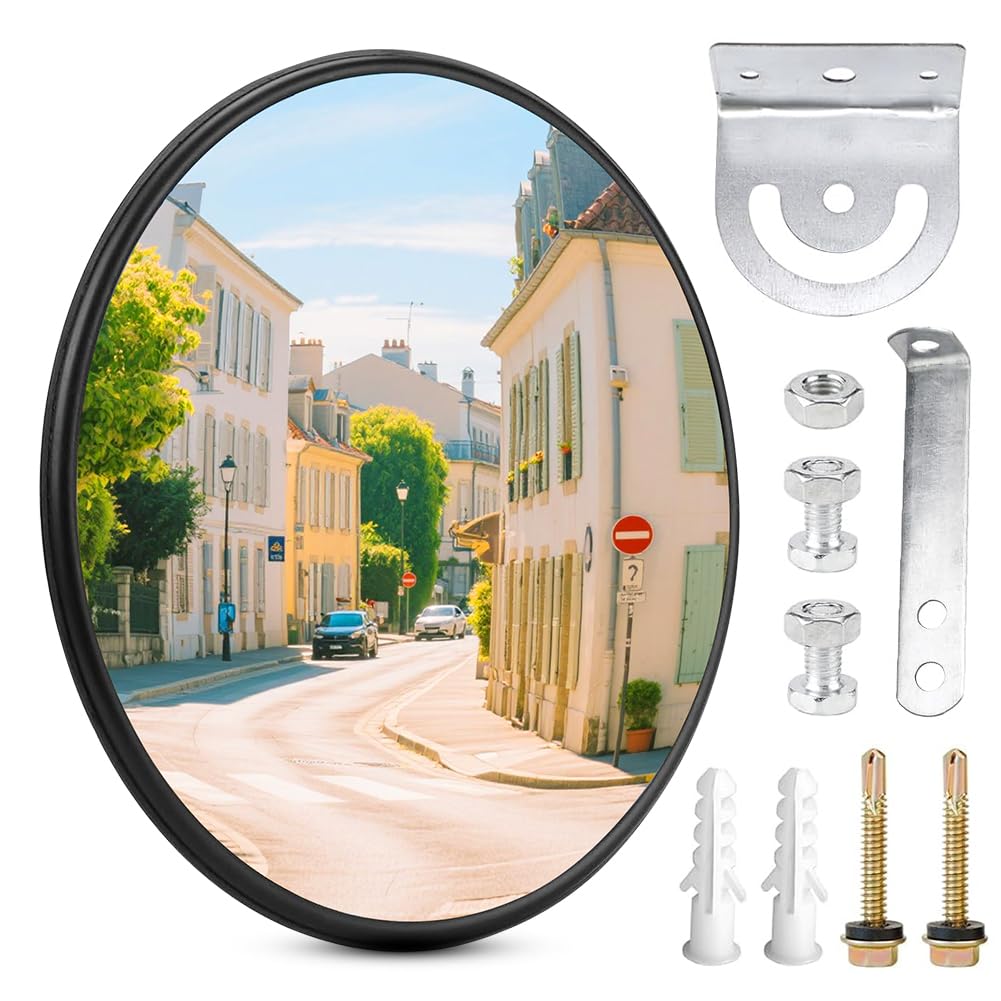 Lustro drogowe 30 cm, wypukłe lustro okrągłe z uchwytem, lustro szerokokątne 130° do garażu, wjazdu, magazynu, lustro uliczne, lustro wyjazdowe i pomoc parkingowa, lustro paraboliczne, lustro garażowe