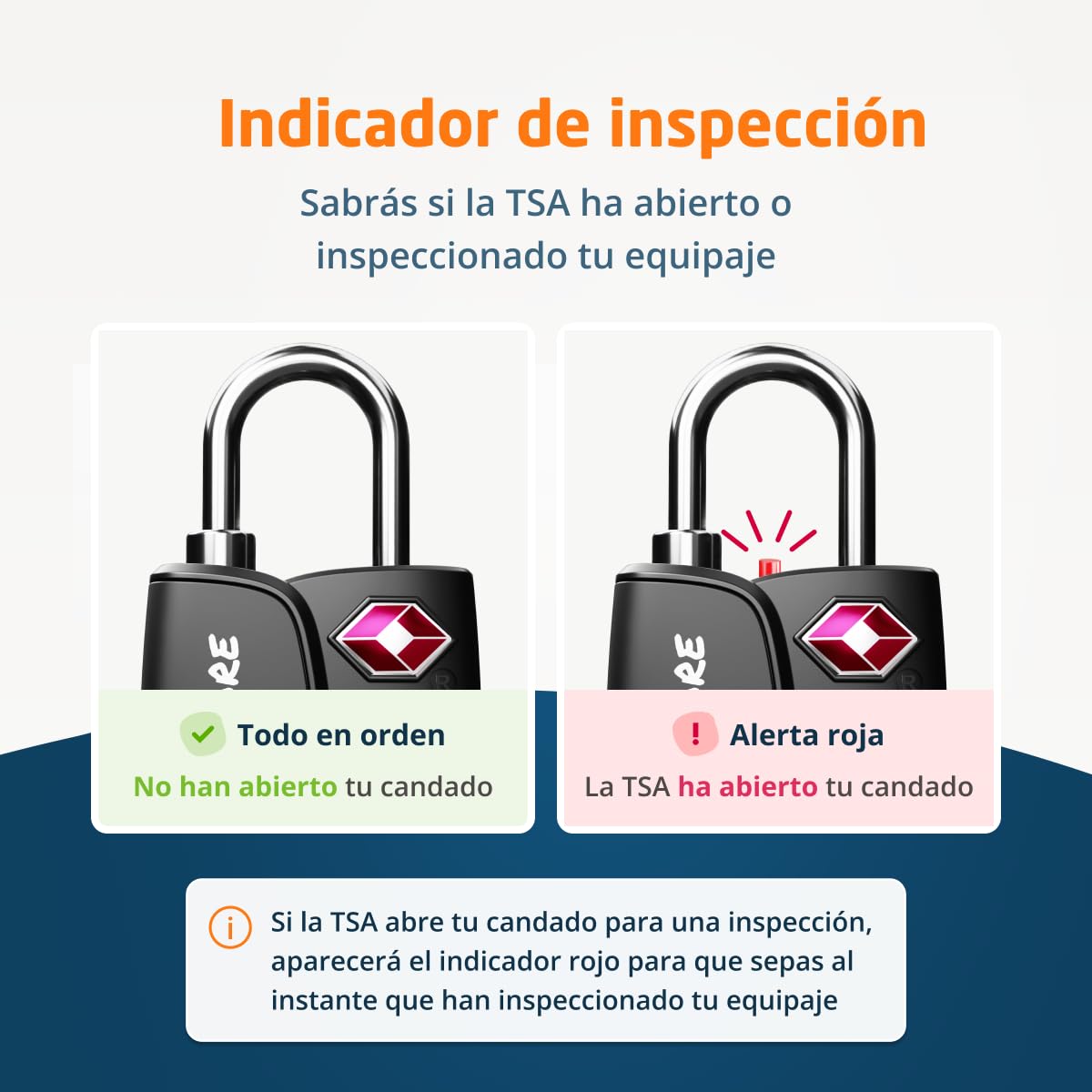 Candado TSA para maleta de viaje con indicador de apertura | Aprobado por la TSA | Candado de combinacion | Negro (6 uds.)