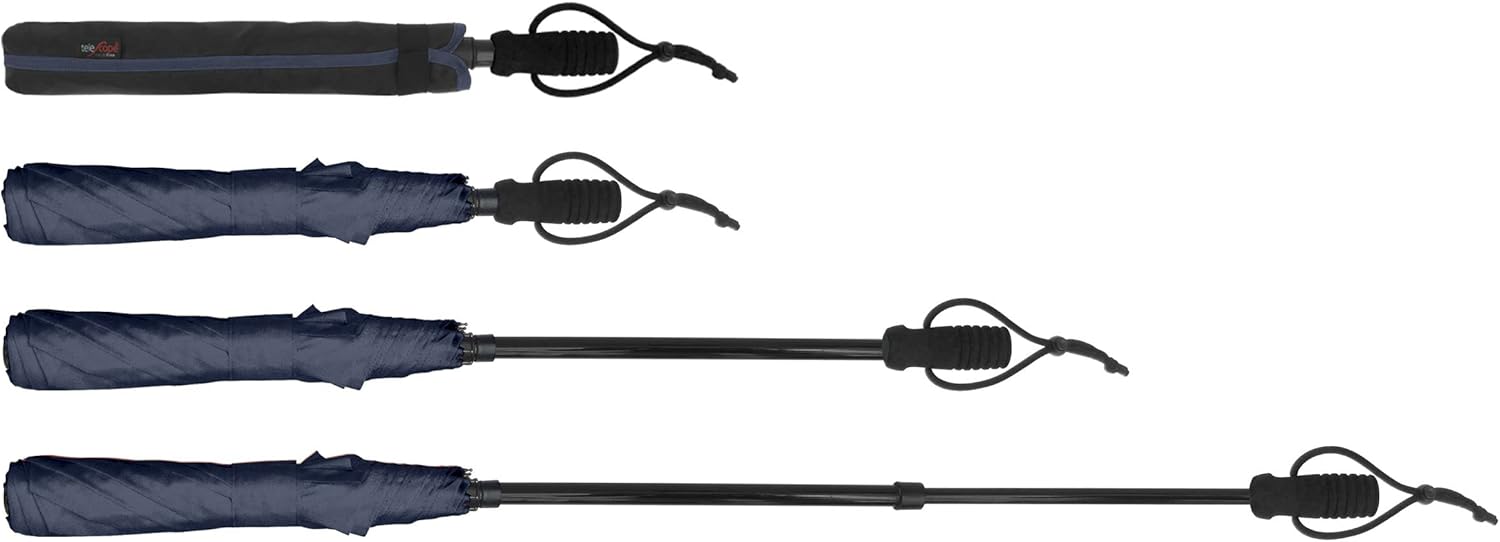 EuroSCHIRM Telescope Handsfree Trekking Umbrella, 43” wide, Includes Pack Mounting Hardware, 50+ UVP (Blue Squares)