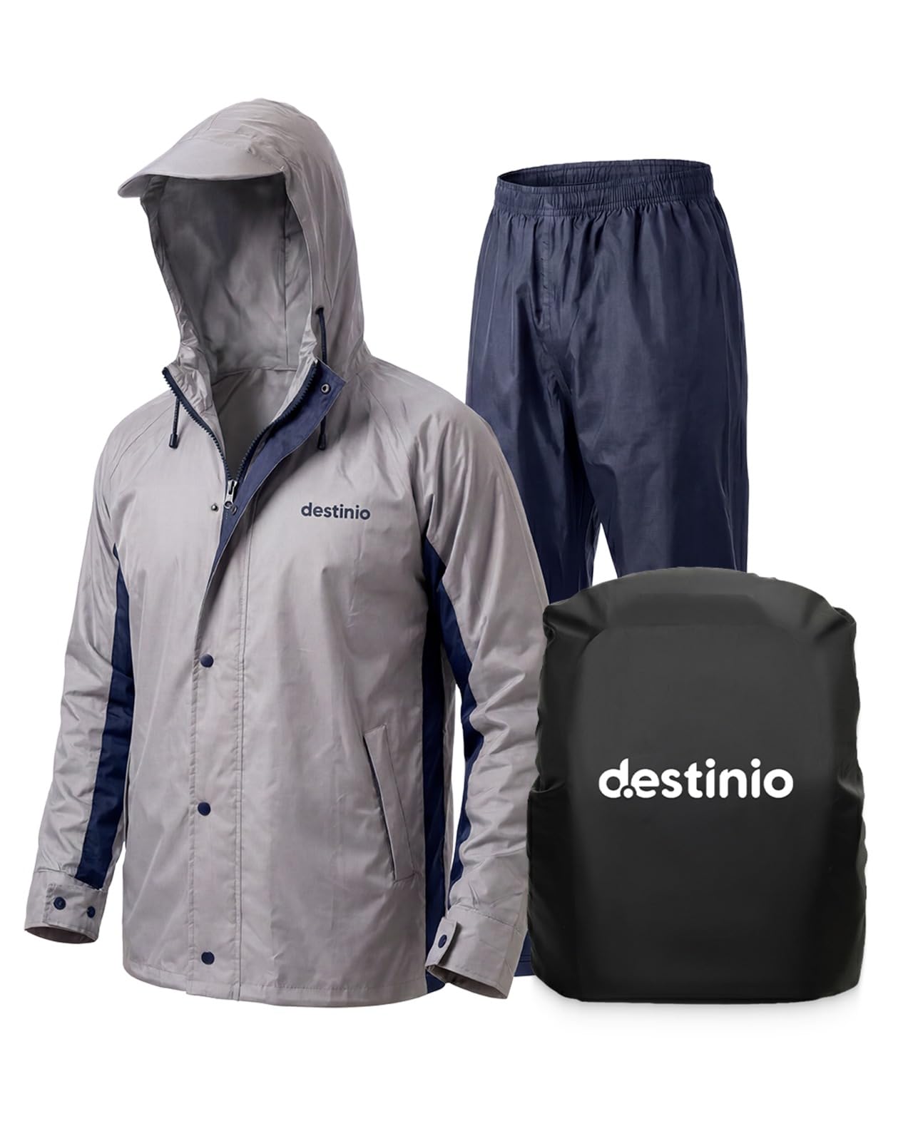 Raincoat & Backpack Rain Cover Combo, Waterproof Rain Suit for Men with Hood, Double Layer Jacket & Trouser Set for Bike Riding, XXL Blue + Waterproof Bag Rain Cover, 20L-55L-image-42