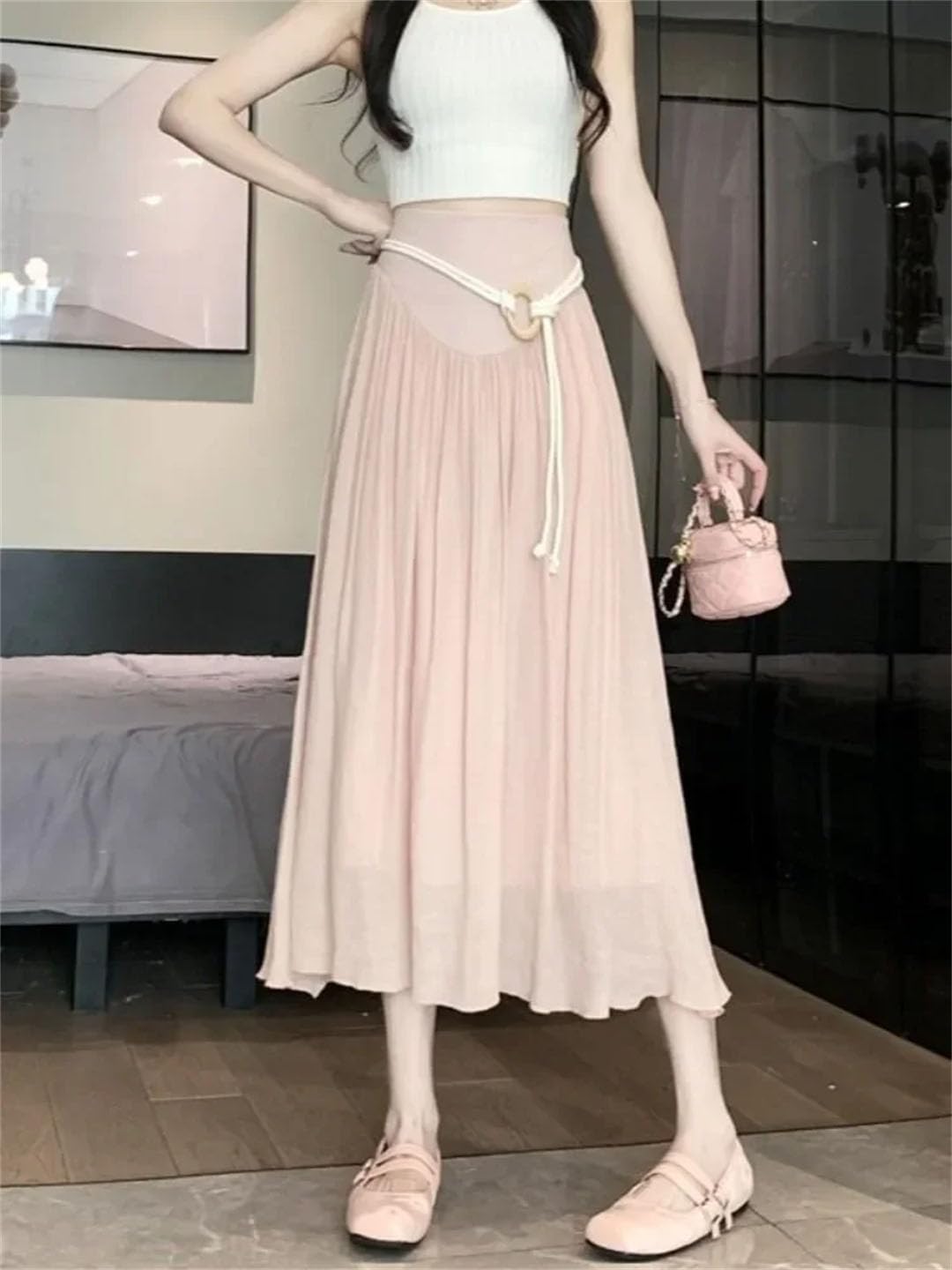 Damska koronkowa plisowana spódnica retro modna elegancka spódnica w stylu Harajuku w kształcie litery V