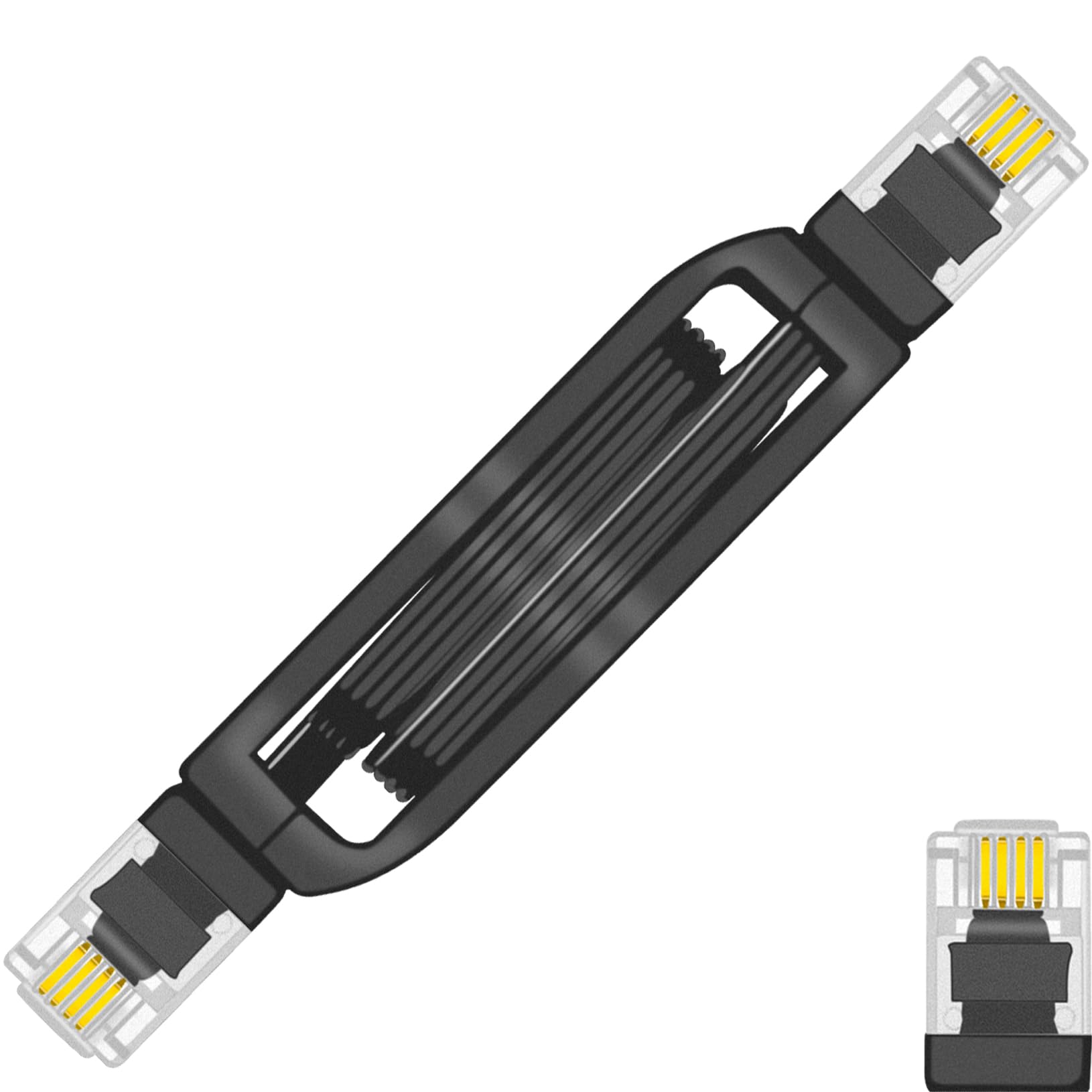 NECABLES RJ11 Retractable Telephone Cord 4ft with Large Size Connector for Connection between Wall Phone Jack and Landline Phone – 4 Feet