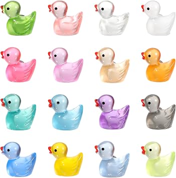 16Pcs Cute Fridge Magnets Luminous Mini Resin Duck Fridge Magnet, Decorative Magnets Strong Colorful Refrigerator Magnet for Locker Whiteboard Kitchen Office Classroom Decor