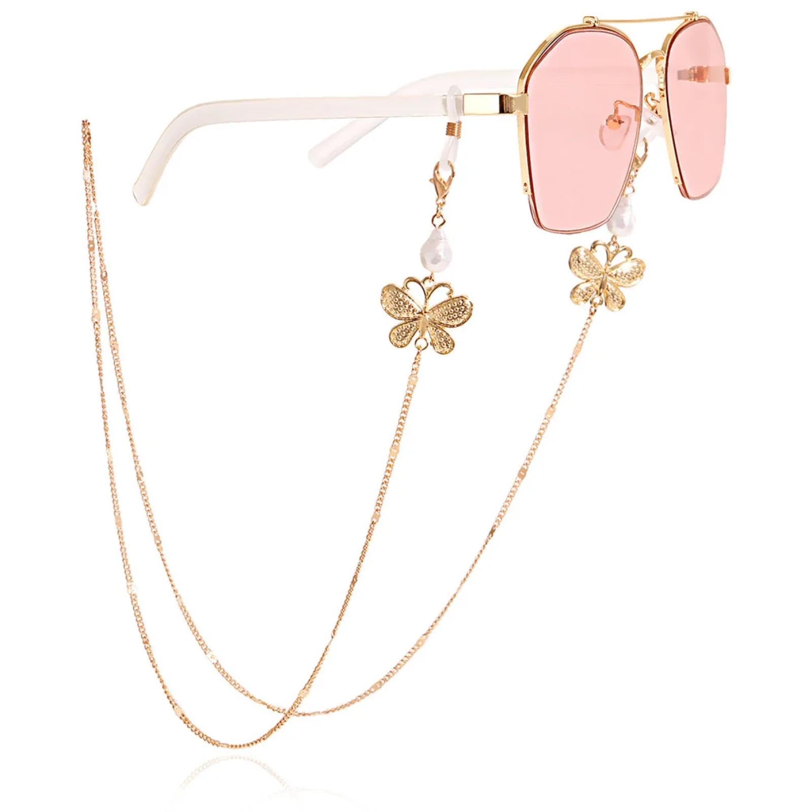 WUFANGBUCadena De Gafas Cadena De Gafas Con Borlas A La Moda Cadena De Cuerda Para Gafas De Sol Con Perlas De Mariposa Máscara Creativa Accesorios Para Gafas Cadena Para Máscara