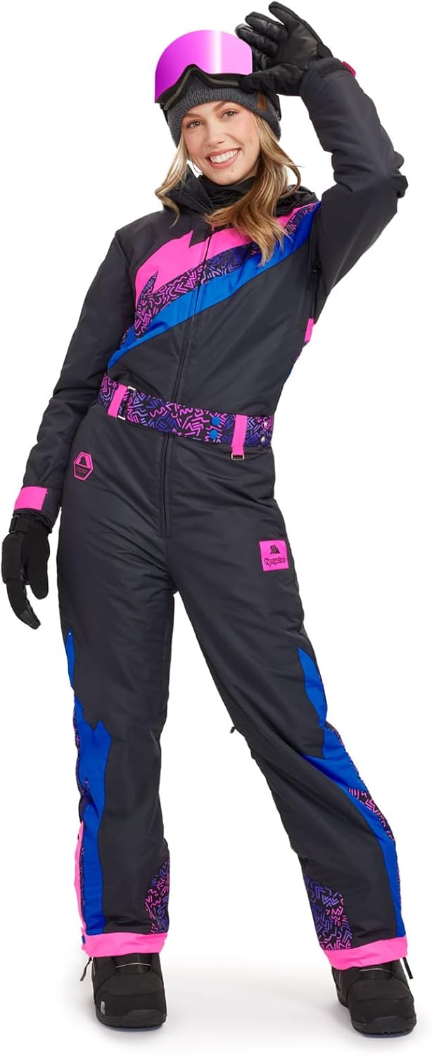 Tipsy Elves Snow Suits for Women - Retro Cute Women’s Insulated Ski Suit - Warm Waterproof Winter One Piece Outfit
