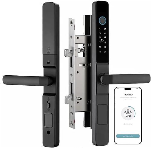 Cerradura de puerta inteligente para puertas corredizas de aluminio, huella digital, código de acceso, tarjeta IC, llave mecánica, embutido