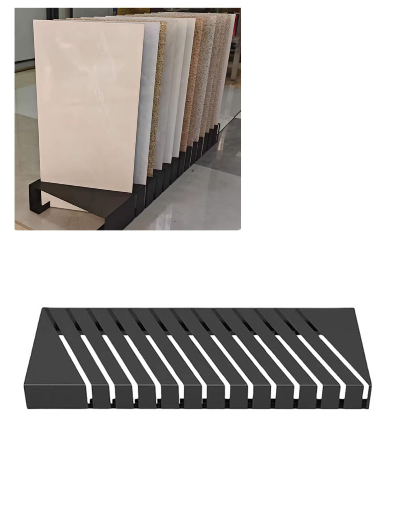 NIUSABOU Floor Tile Display Stand, Tile Display Rack 13 Slots Stand Ceramic Marble Wood Samples Various Sizes(30cm/11.8in)
