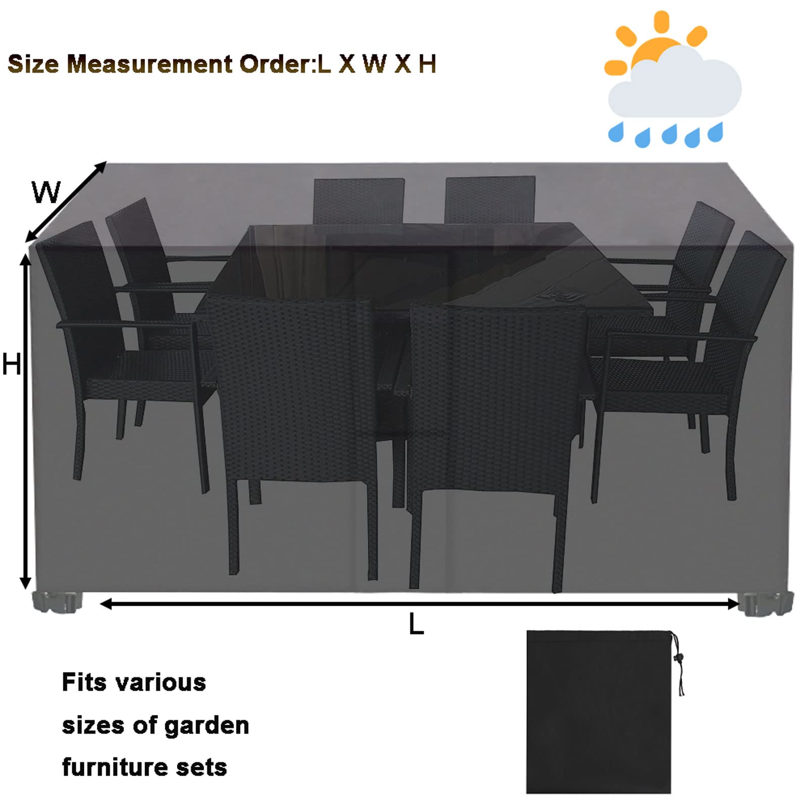 Coperture per Mobili da Giardino Impermeabili 200x200x85cm, Coperture Mobili Giardino per Esterno, Rettangolare Copertura per Tavolo E Sedie da Giardino con Sfiato d'Aria