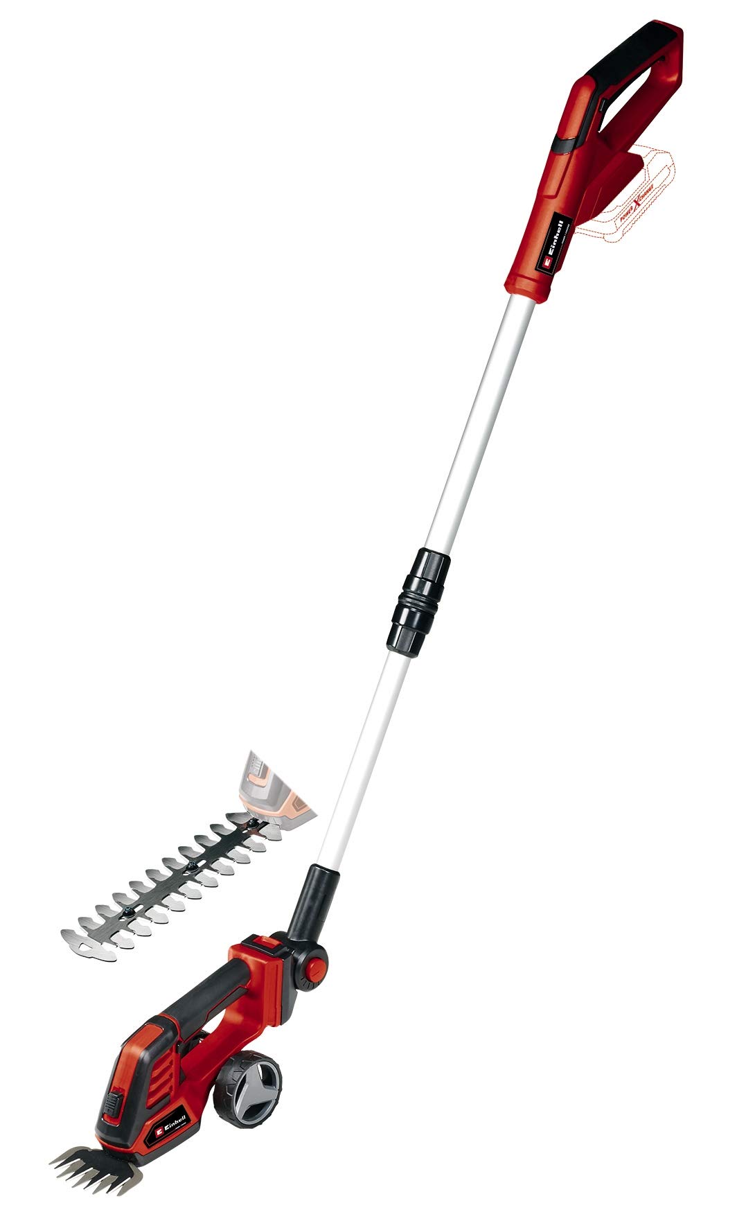 Einhell Li T-Solo Power X-Change - Tijeras para césped y arbustos (Li-Ion, 18 V, Mango telescópico, Hoja de Corte de 100 mm, 200 mm, sin batería ni Cargador)