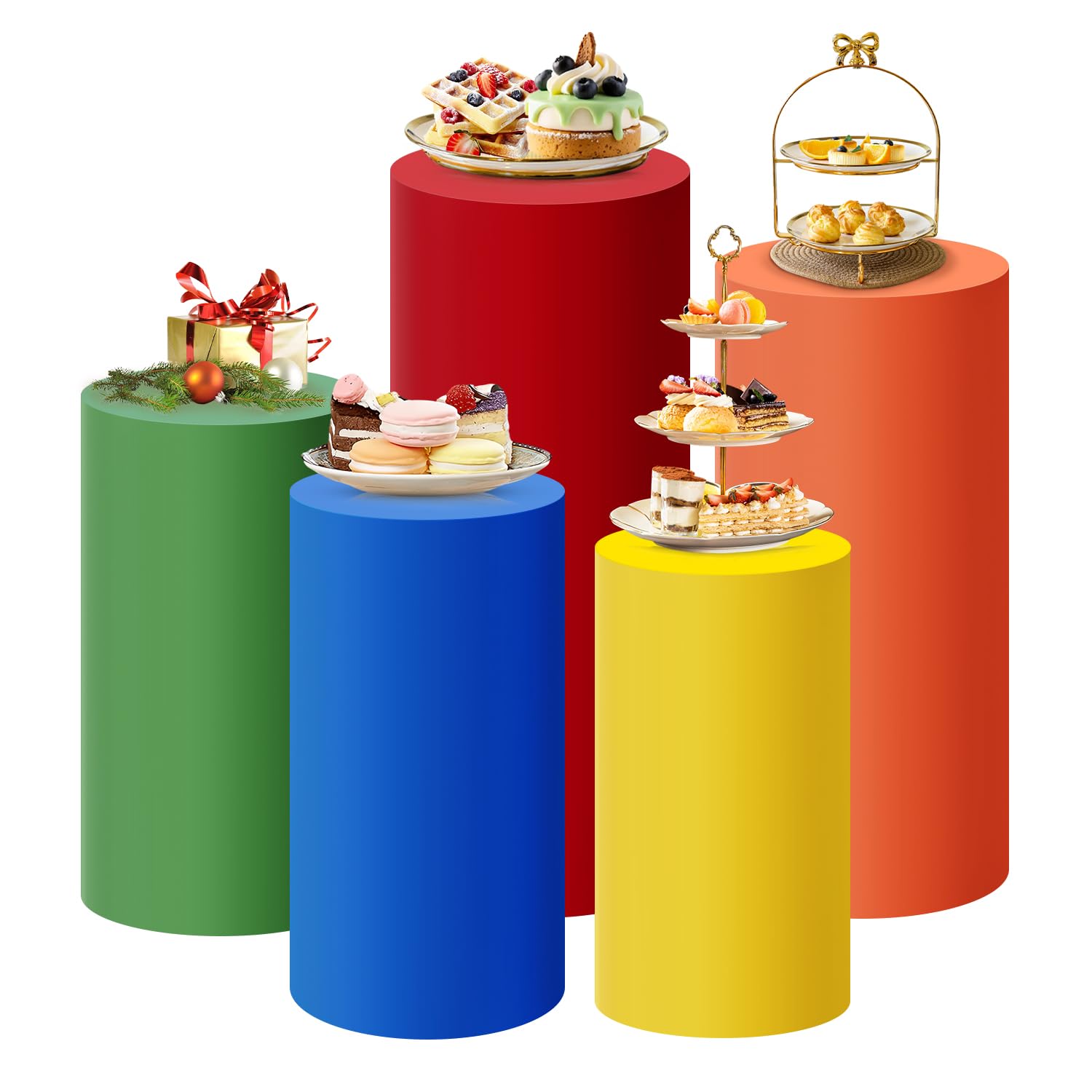 Housse de pied cylindrique en élasthanne lot de 5 couleurs mélangées pour fête
