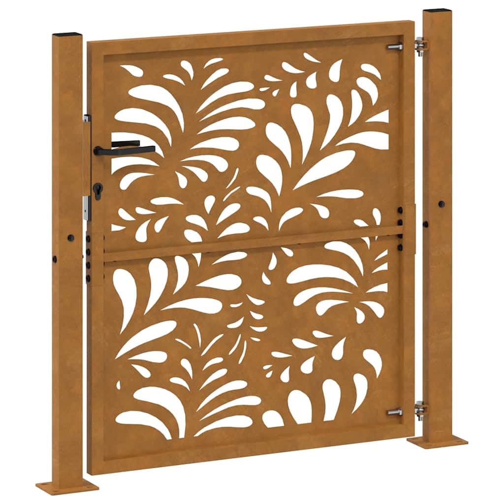vidaXL Porte Jardin Acier résistant aux intempéries Conception Vague, Porte de clôture, Porte extérieure, Porte en métal, Porte de sécurité