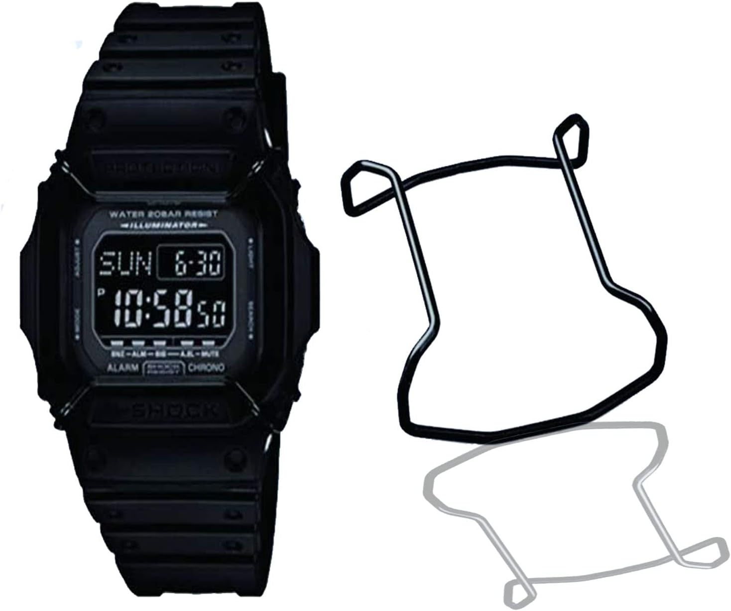 Watch Screen Protectors, Wire Watch Guard Protector for DW-5600 / GW5000 / GW5030 / GW5035, 100% Metal 316 Stainless Steel Bull Bar, Black
